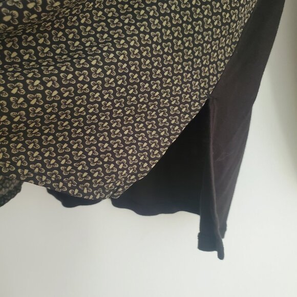 LOFT Outlet Casual Tunic Blouse Top Green & Black Geo Floral Pattern Flowy Soft - Picture 4 of 7